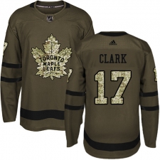 Youth Adidas Toronto Maple Leafs #17 Wendel Clark Authentic Green Salute to Service NHL Jersey