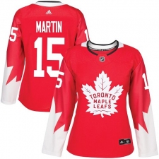 Women's Adidas Toronto Maple Leafs #15 Matt Martin Authentic Red Alternate NHL Jersey