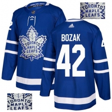 Men's Adidas Toronto Maple Leafs #42 Tyler Bozak Authentic Royal Blue Fashion Gold NHL Jersey