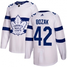 Youth Adidas Toronto Maple Leafs #42 Tyler Bozak Authentic White 2018 Stadium Series NHL Jersey