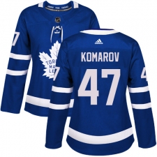 Women's Adidas Toronto Maple Leafs #47 Leo Komarov Authentic Royal Blue Home NHL Jersey