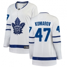 Women's Toronto Maple Leafs #47 Leo Komarov Authentic White Away Fanatics Branded Breakaway NHL Jersey