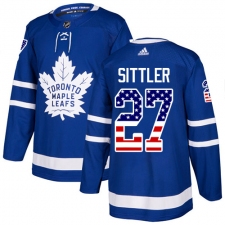 Men's Adidas Toronto Maple Leafs #27 Darryl Sittler Authentic Royal Blue USA Flag Fashion NHL Jersey