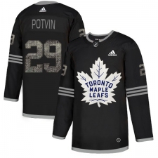 Men's Adidas Toronto Maple Leafs #29 Felix Potvin Black Authentic Classic Stitched NHL Jersey
