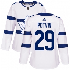 Women's Adidas Toronto Maple Leafs #29 Felix Potvin Authentic White 2018 Stadium Series NHL Jersey
