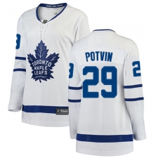 Women's Toronto Maple Leafs #29 Felix Potvin Authentic White Away Fanatics Branded Breakaway NHL Jersey