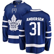 Men's Toronto Maple Leafs #31 Frederik Andersen Fanatics Branded Royal Blue Home Breakaway NHL Jersey
