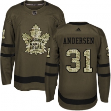 Youth Adidas Toronto Maple Leafs #31 Frederik Andersen Authentic Green Salute to Service NHL Jersey
