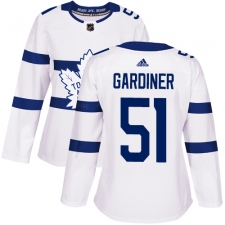 Women's Adidas Toronto Maple Leafs #51 Jake Gardiner Authentic White 2018 Stadium Series NHL Jersey