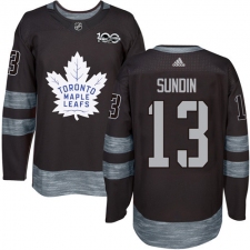 Men's Adidas Toronto Maple Leafs #13 Mats Sundin Authentic Black 1917-2017 100th Anniversary NHL Jersey