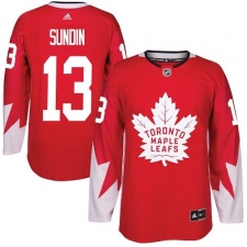 Men's Adidas Toronto Maple Leafs #13 Mats Sundin Authentic Red Alternate NHL Jersey