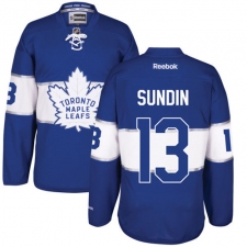 Men's Reebok Toronto Maple Leafs #13 Mats Sundin Authentic Royal Blue 2017 Centennial Classic NHL Jersey