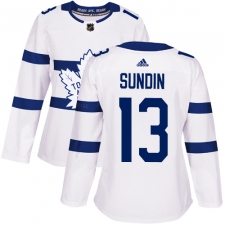 Women's Adidas Toronto Maple Leafs #13 Mats Sundin Authentic White 2018 Stadium Series NHL Jersey