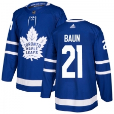 Men's Adidas Toronto Maple Leafs #21 Bobby Baun Authentic Royal Blue Home NHL Jersey