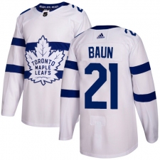 Men's Adidas Toronto Maple Leafs #21 Bobby Baun Authentic White 2018 Stadium Series NHL Jersey
