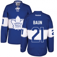 Men's Reebok Toronto Maple Leafs #21 Bobby Baun Authentic Royal Blue 2017 Centennial Classic NHL Jersey
