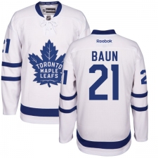 Men's Reebok Toronto Maple Leafs #21 Bobby Baun Authentic White Away NHL Jersey