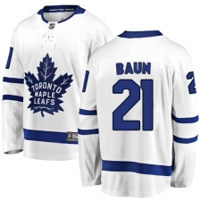 Men's Toronto Maple Leafs #21 Bobby Baun Fanatics Branded White Away Breakaway NHL Jersey