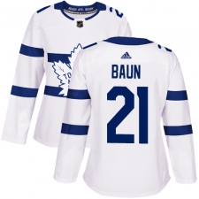 Women's Adidas Toronto Maple Leafs #21 Bobby Baun Authentic White 2018 Stadium Series NHL Jersey