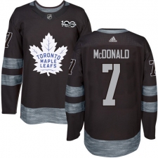 Men's Adidas Toronto Maple Leafs #7 Lanny McDonald Authentic Black 1917-2017 100th Anniversary NHL Jersey