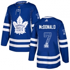 Men's Adidas Toronto Maple Leafs #7 Lanny McDonald Authentic Blue Drift Fashion NHL Jersey