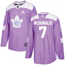 Men's Adidas Toronto Maple Leafs #7 Lanny McDonald Authentic Purple Fights Cancer Practice NHL Jersey