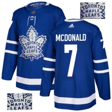 Men's Adidas Toronto Maple Leafs #7 Lanny McDonald Authentic Royal Blue Fashion Gold NHL Jersey
