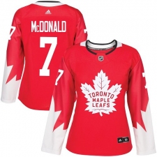 Women's Adidas Toronto Maple Leafs #7 Lanny McDonald Authentic Red Alternate NHL Jersey