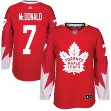 Youth Adidas Toronto Maple Leafs #7 Lanny McDonald Authentic Red Alternate NHL Jersey