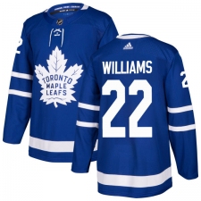 Men's Adidas Toronto Maple Leafs #22 Tiger Williams Authentic Royal Blue Home NHL Jersey