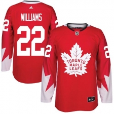 Youth Adidas Toronto Maple Leafs #22 Tiger Williams Authentic Red Alternate NHL Jersey