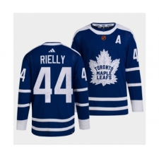 Men's Toronto Maple Leafs Black #44 Morgan Rielly Blue 2022 Reverse Retro Stitched Jersey