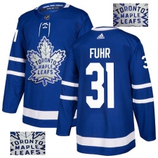 Men's Adidas Toronto Maple Leafs #31 Grant Fuhr Authentic Royal Blue Fashion Gold NHL Jersey