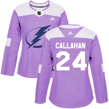 Women's Adidas Tampa Bay Lightning #24 Ryan Callahan Authentic Purple Fights Cancer Practice NHL Jersey