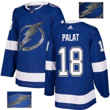 Men's Adidas Tampa Bay Lightning #18 Ondrej Palat Authentic Royal Blue Fashion Gold NHL Jersey