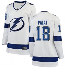 Women's Tampa Bay Lightning #18 Ondrej Palat Fanatics Branded White Away Breakaway NHL Jersey