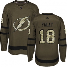 Youth Adidas Tampa Bay Lightning #18 Ondrej Palat Authentic Green Salute to Service NHL Jersey