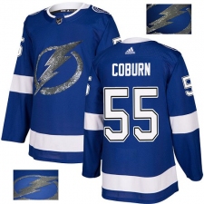 Men's Adidas Tampa Bay Lightning #55 Braydon Coburn Authentic Royal Blue Fashion Gold NHL Jersey
