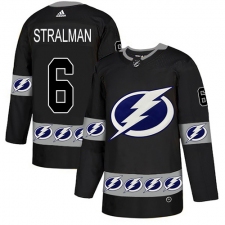 Men's Adidas Tampa Bay Lightning #6 Anton Stralman Authentic Black Team Logo Fashion NHL Jersey