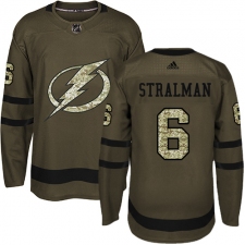 Men's Adidas Tampa Bay Lightning #6 Anton Stralman Authentic Green Salute to Service NHL Jersey