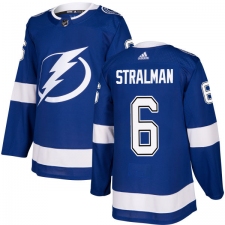 Men's Adidas Tampa Bay Lightning #6 Anton Stralman Authentic Royal Blue Home NHL Jersey