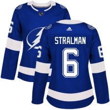 Women's Adidas Tampa Bay Lightning #6 Anton Stralman Authentic Royal Blue Home NHL Jersey