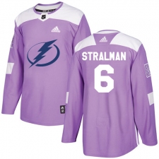 Youth Adidas Tampa Bay Lightning #6 Anton Stralman Authentic Purple Fights Cancer Practice NHL Jersey