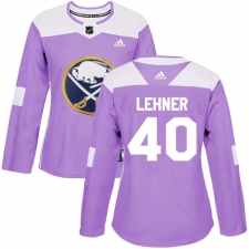 Women's Adidas Buffalo Sabres #40 Robin Lehner Authentic Purple Fights Cancer Practice NHL Jersey