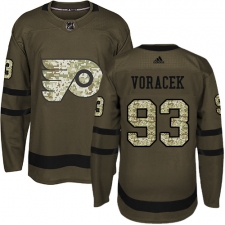 Men's Adidas Philadelphia Flyers #93 Jakub Voracek Authentic Green Salute to Service NHL Jersey