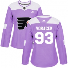 Women's Adidas Philadelphia Flyers #93 Jakub Voracek Authentic Purple Fights Cancer Practice NHL Jersey