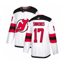 Men's New Jersey Devils #17 Wayne Simmonds Authentic White Away Hockey Jersey