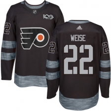 Men's Adidas Philadelphia Flyers #22 Dale Weise Authentic Black 1917-2017 100th Anniversary NHL Jersey