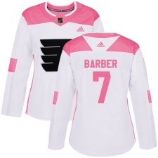 Women's Adidas Philadelphia Flyers #7 Bill Barber Authentic White/Pink Fashion NHL Jersey
