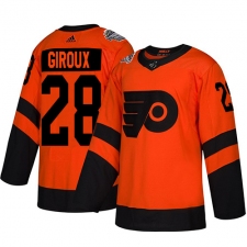 Men's Adidas Philadelphia Flyers #28 Claude Giroux Orange Authentic 2019 Stadium Series Stitched NHL Jersey